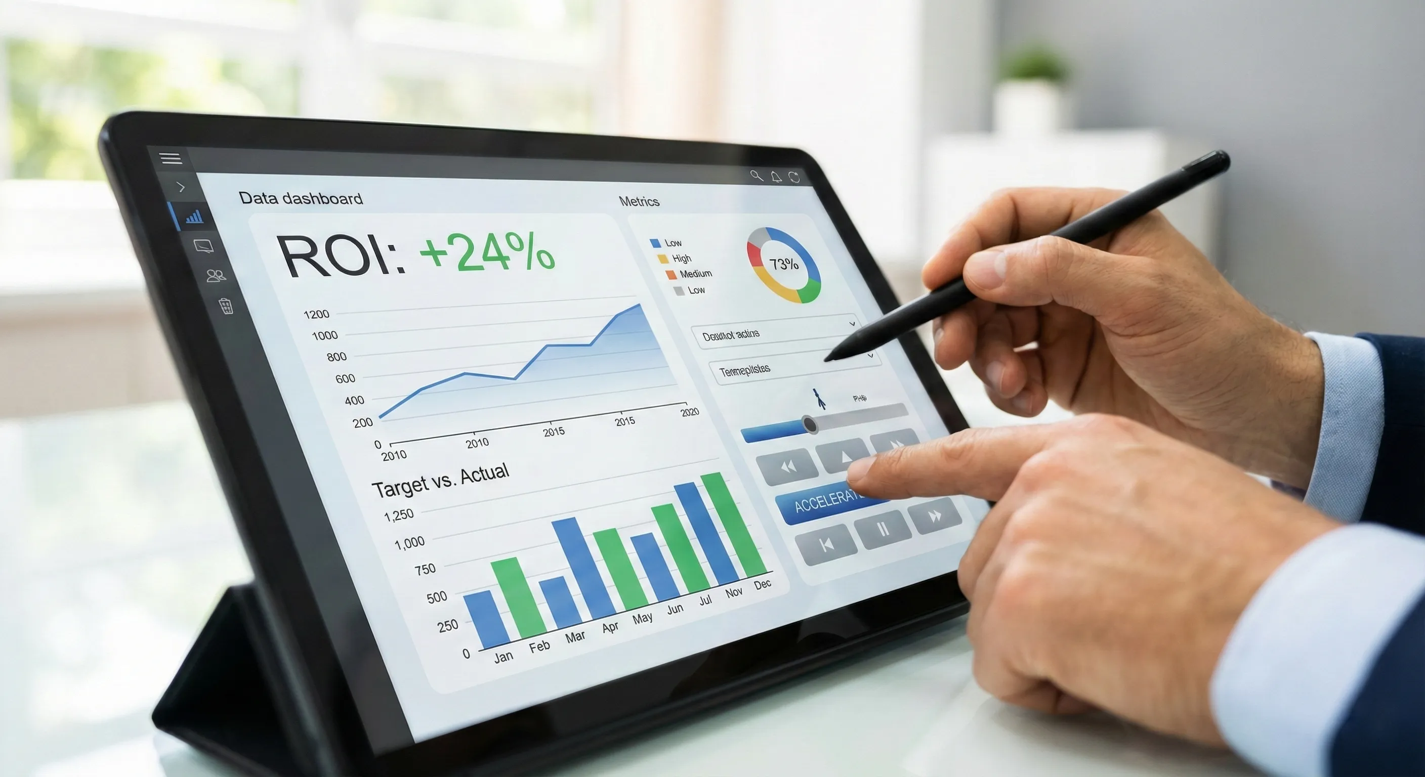 Dashboard con métricas y cuadro de mando